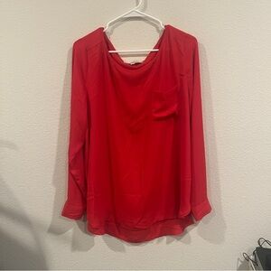 Loft Elegant Red Women's Top size X-Large with pocket and adorable flower